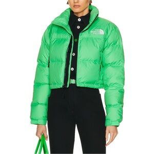 The North Face Nuptse Short Cropped Puffer Jacket in Green